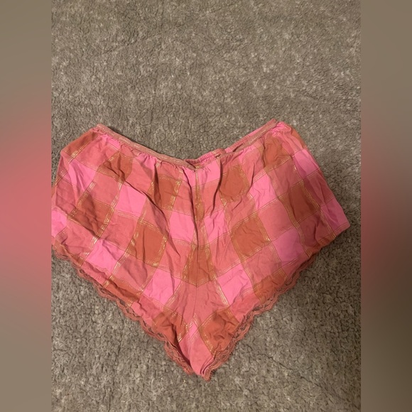 victoria’s secret pink red lace outline cozy lightweight pj shorts - Picture 2 of 4